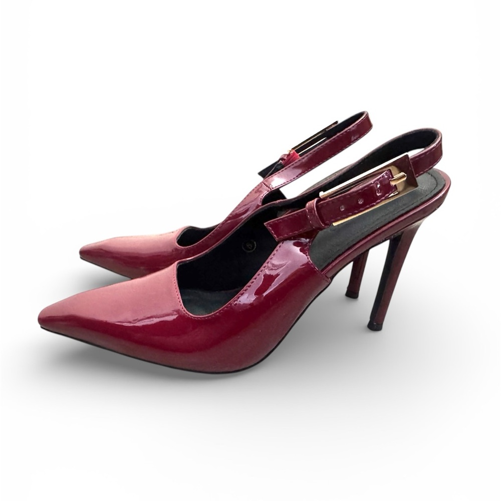 Chic Maroon Slingback Heels - Picture 1 of 4